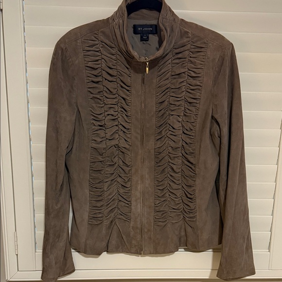 St. John Jackets & Blazers - St. John Taupe Suede Blazer